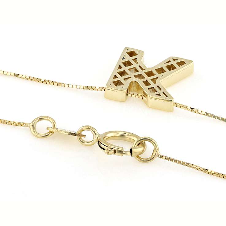 Block Letter K Initial Necklace In 10K Yellow Gold