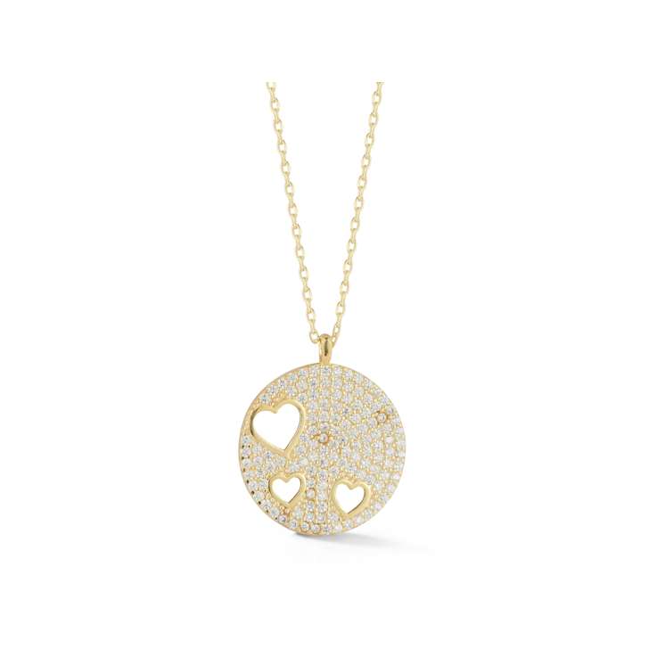 Sterling Statements 14K Yellow Gold Over Sterling Silver Pave Heart
Cut-Out Necklace