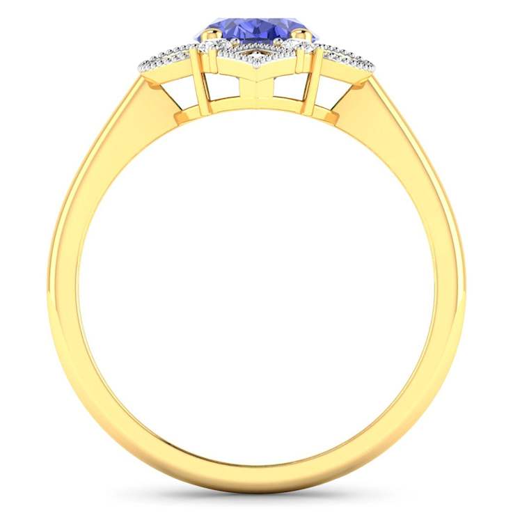 1.29ctw Violet Tanzanite and Diamond 14K Yellow Gold Halo Ring