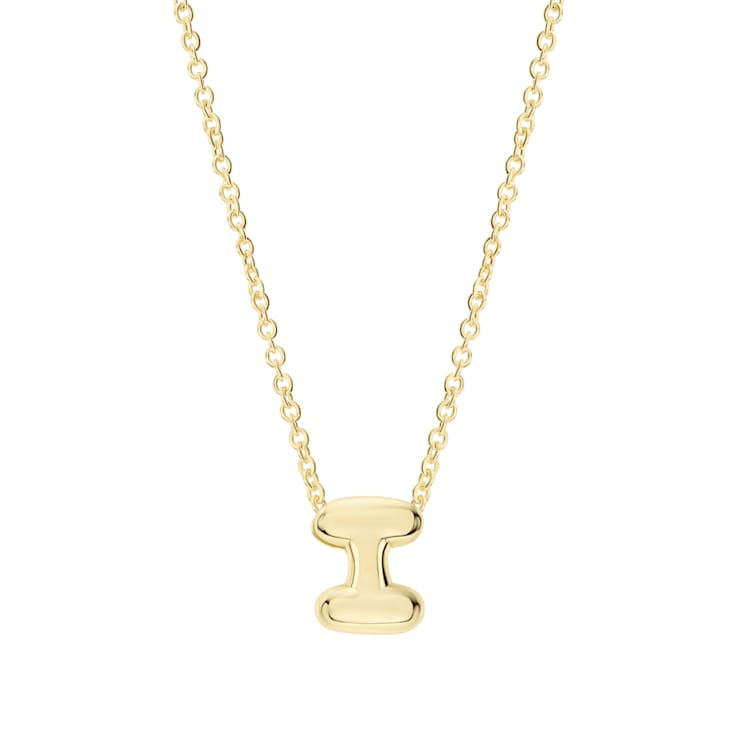 CZ Initial I Tennis Necklace And Pendant Set In 14K Gold Over Brass 4.05ctw