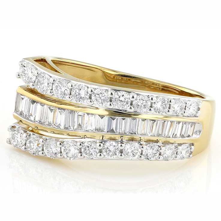 Bold Lab-Grown Diamond Round And Baguette Cocktail Ring In 14K Gold Over
Sterling Silver