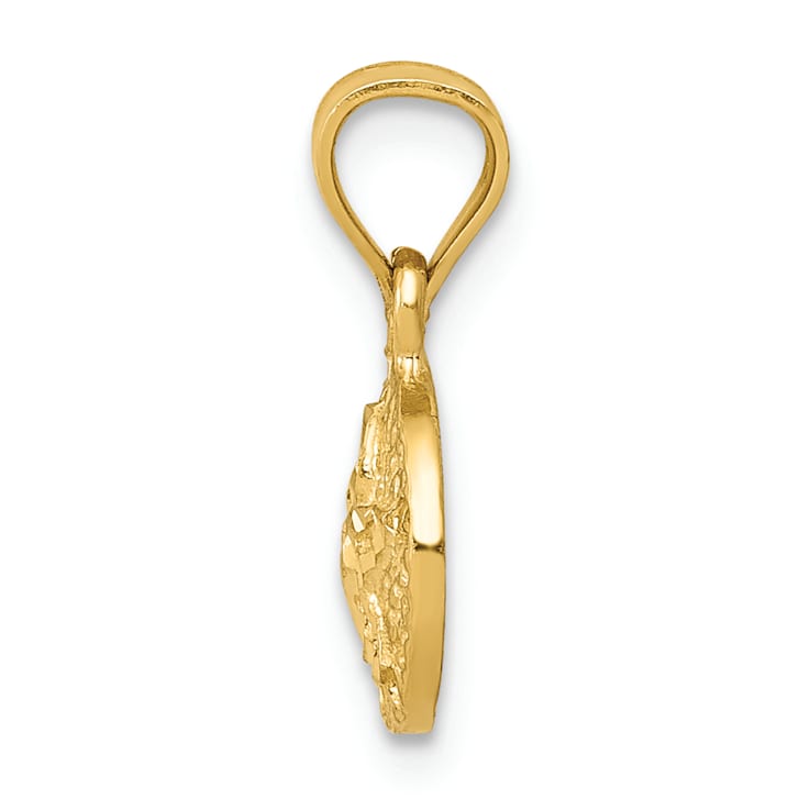 14k Yellow Gold Textured and Diamond-Cut Sand Dollar Pendant