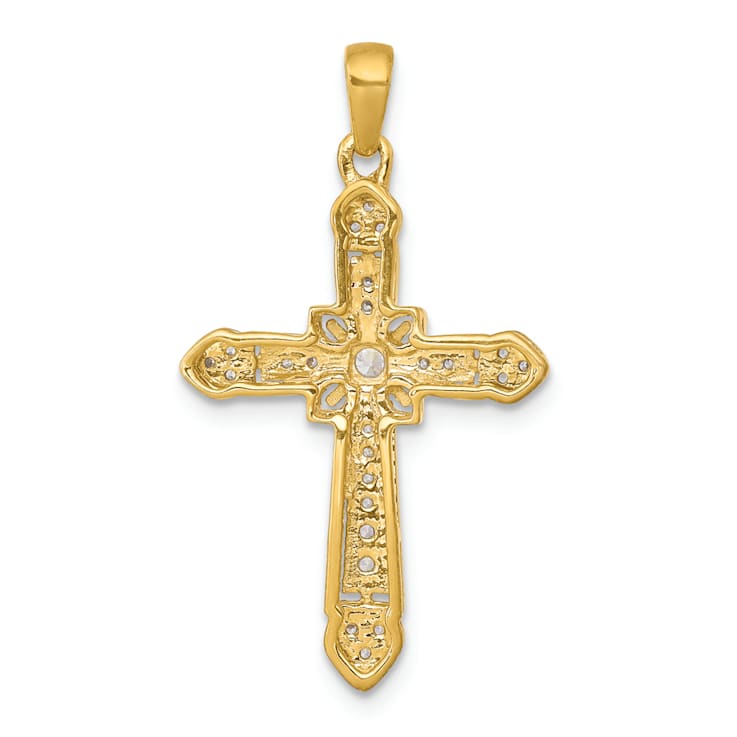 14K Yellow Gold 1/6ct. Diamond Filigree Cross Pendant