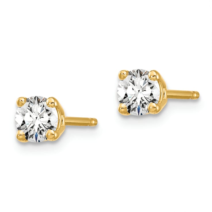 White Lab-Grown Diamond 14K Yellow Gold G-H SI Solitaire Stud Earrings 0.50ctw