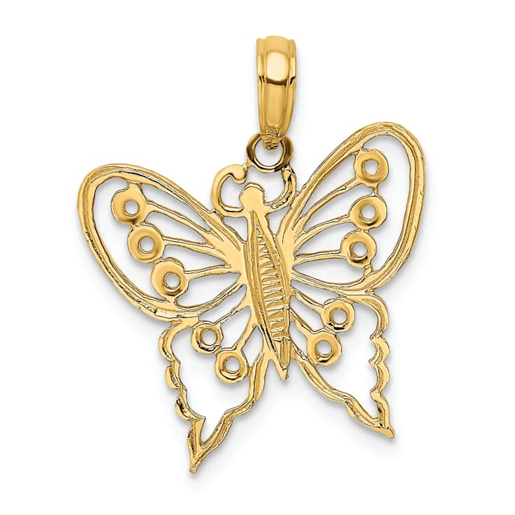 10K Yellow Gold Textured Cut-Out Butterfly Charm