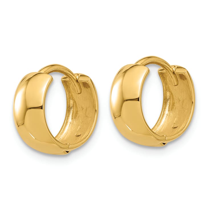 14k Yellow Gold Polished 7/16" Hinged Huggie Hoop Earrings