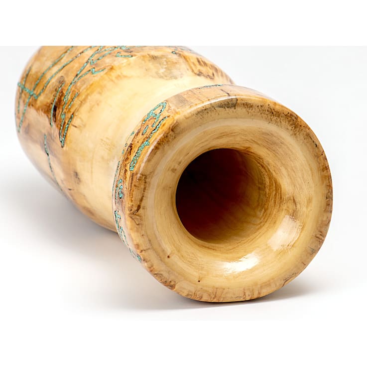 Aspen Wood Vase with Turquoise Inlay