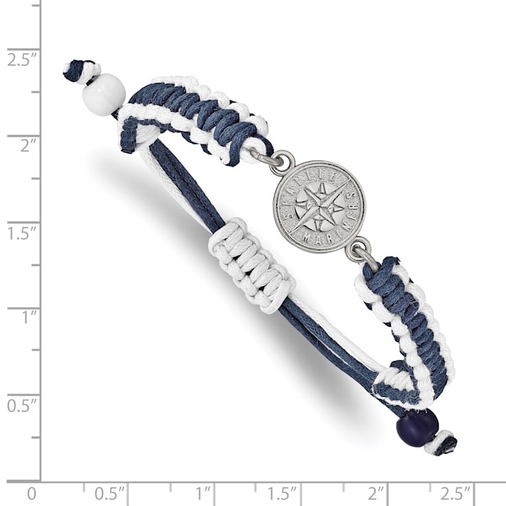 Stainless Steel MLB LogoArt Seattle Mariners Adjustable Cord Bracelet