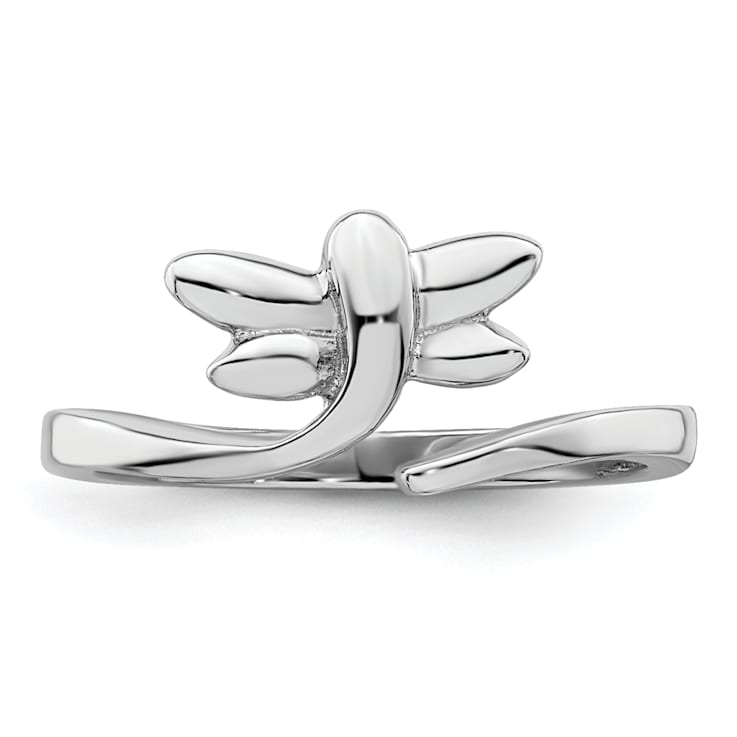 Rhodium Over Sterling Silver Dragonfly Toe Ring