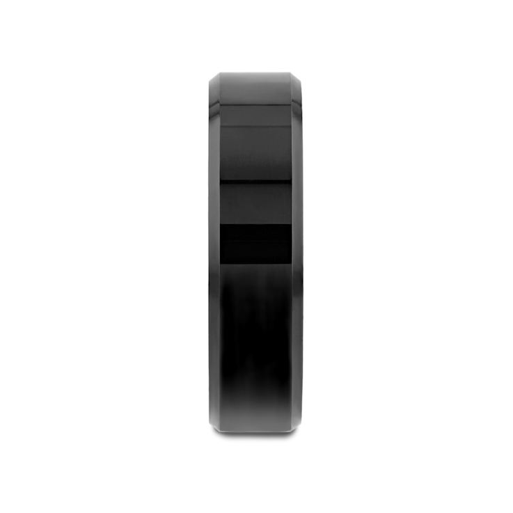 INFINITY Black Tungsten Ring with Beveled Edges 6mm