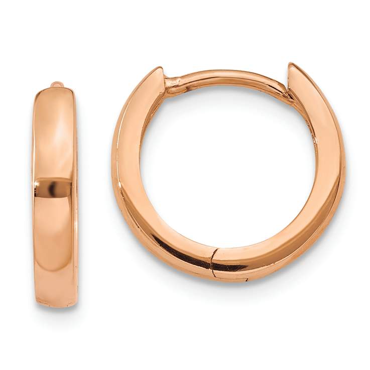 14k Rose Gold 7/16" Round Hinged Hoop Earrings