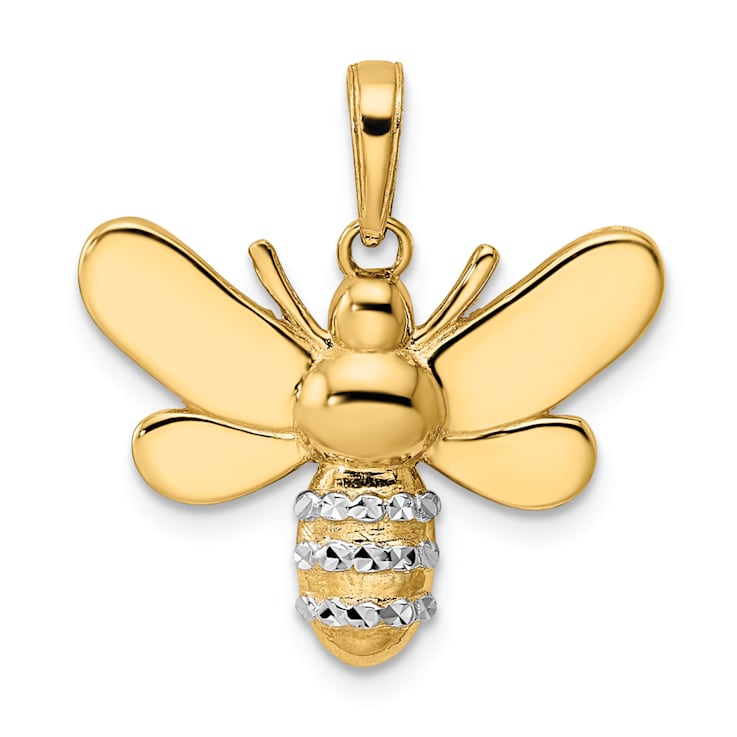 14k Two-tone Gold Diamond-Cut Bumblebee Pendant
