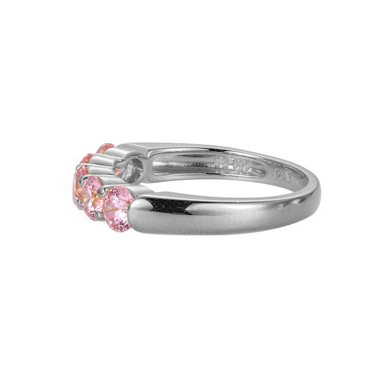 Pink Cubic Zirconia Platinum Over Sterling Silver Ring 2.16ctw