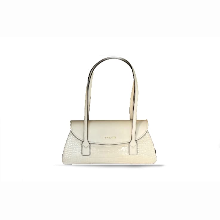Michael Kors Katya Medium Shoulder Flap Handbag in Exotic Embossed Light Cream