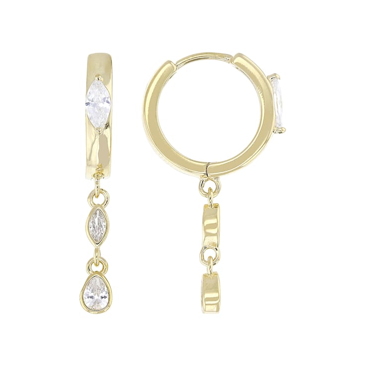 Marquise And Pear CZ Drop Earrings In 18K Gold Over Sterling Silver