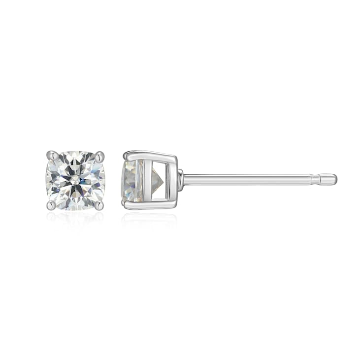 Square Cushion Cut Moissanite Platineve Stud Earrings 0.66ctw DEW