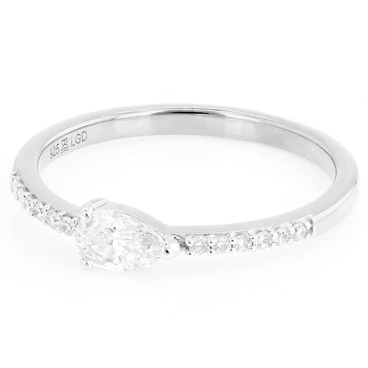 Pear And Round Lab-Grown Diamond Band Ring In Sterling Silver 0.40ctw