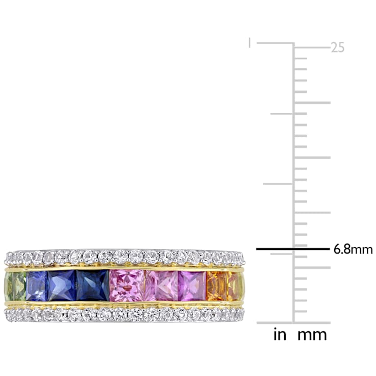 Multi Color Sapphire 14K Yellow Gold Ring 3.01ctw