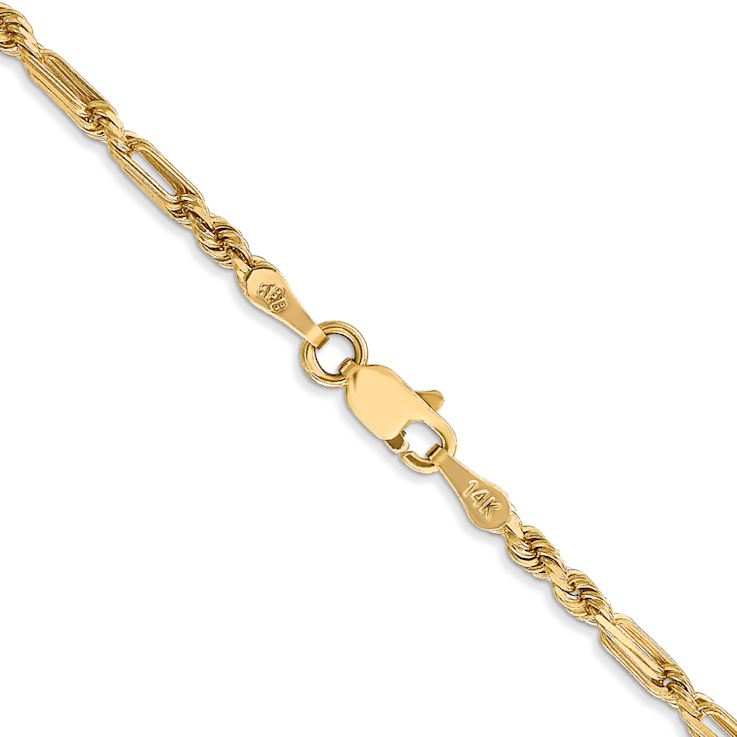 14k Yellow Gold 2.5mm Diamond-Cut Milano Rope Chain Bracelet