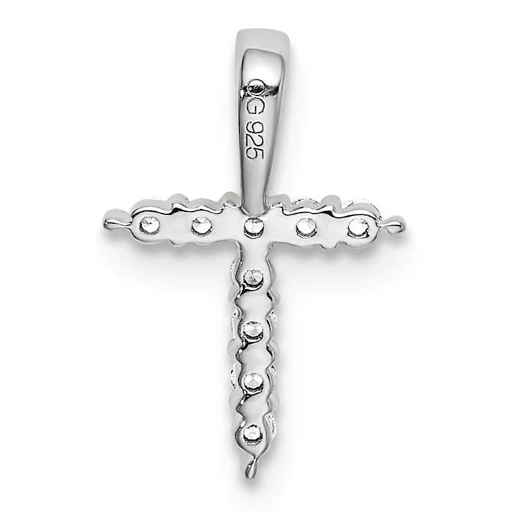 Rhodium Over 14K White Gold Lab Grown Diamond Letter T Initial Pendant