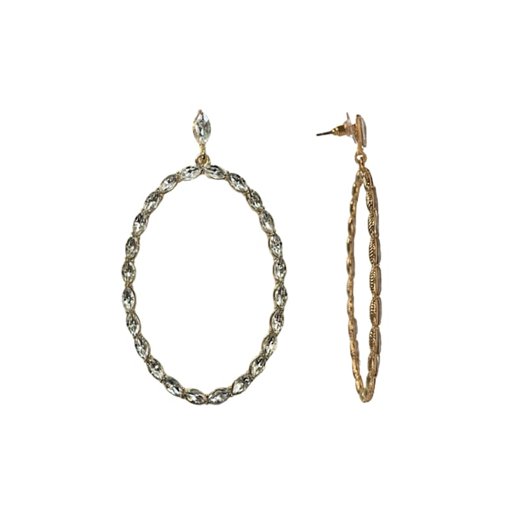 Off Park® Collection, Gold Tone Clear Crystal Oval Earring.