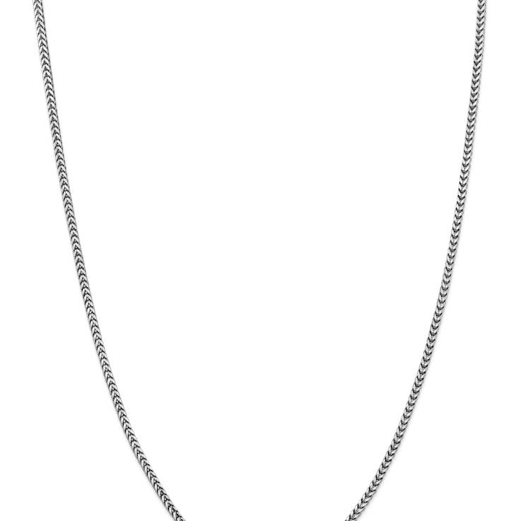 Rhodium over 14k White Gold Solid 2.5mm Franco 20 Inch Chain