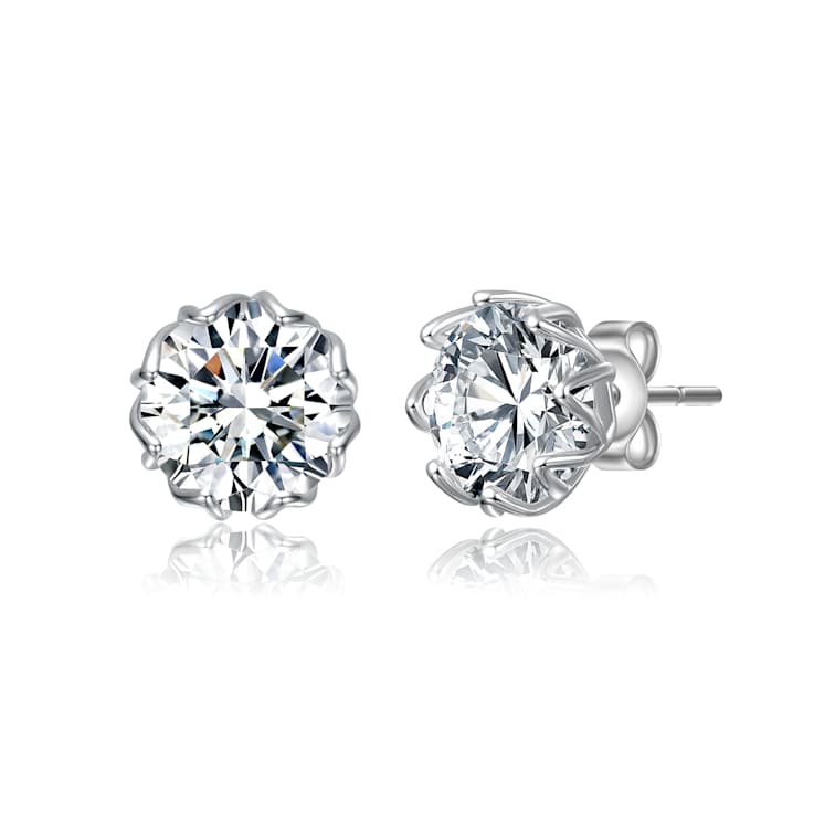 CZ Stud Earrings In Sterling Silver 3.8ctw