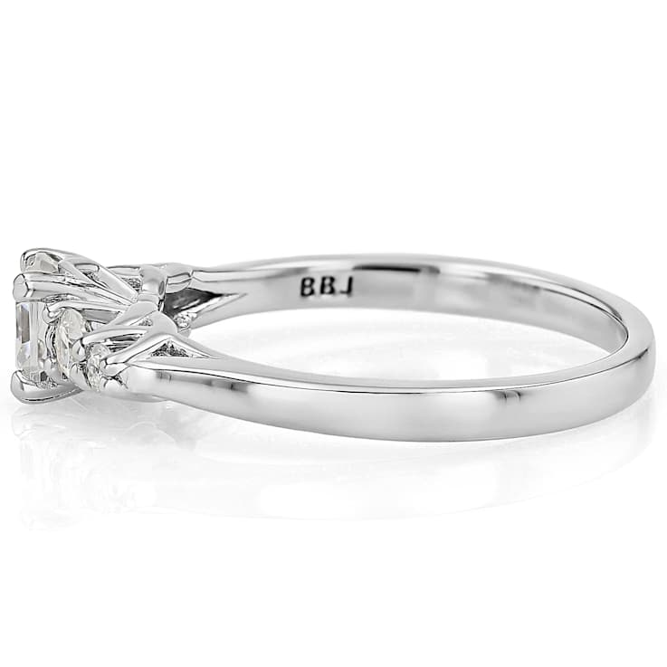 Strontium Titanate And Moissanite Asscher-Cut Ring In Sterling Silver 0.91ctw