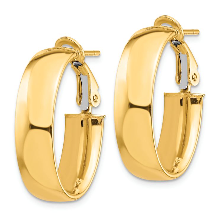 14k Yellow Gold High Polished 3/4" Oval Hoop Earrings