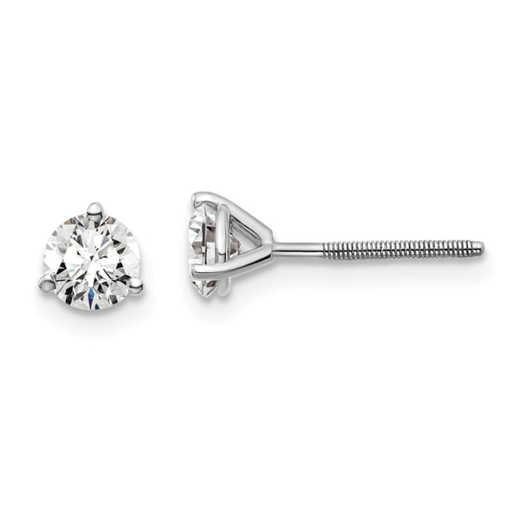 14K White Gold Lab Grown Diamond 3/4ctw VS/SI GH Screw Back 3-Prong Earrings