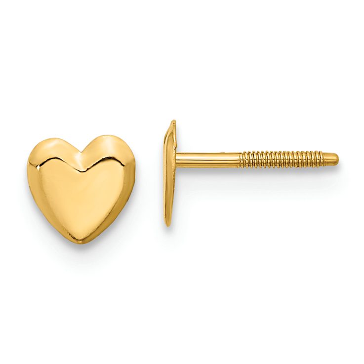 14k Yellow Gold Children's 5mm Heart Stud Earrings