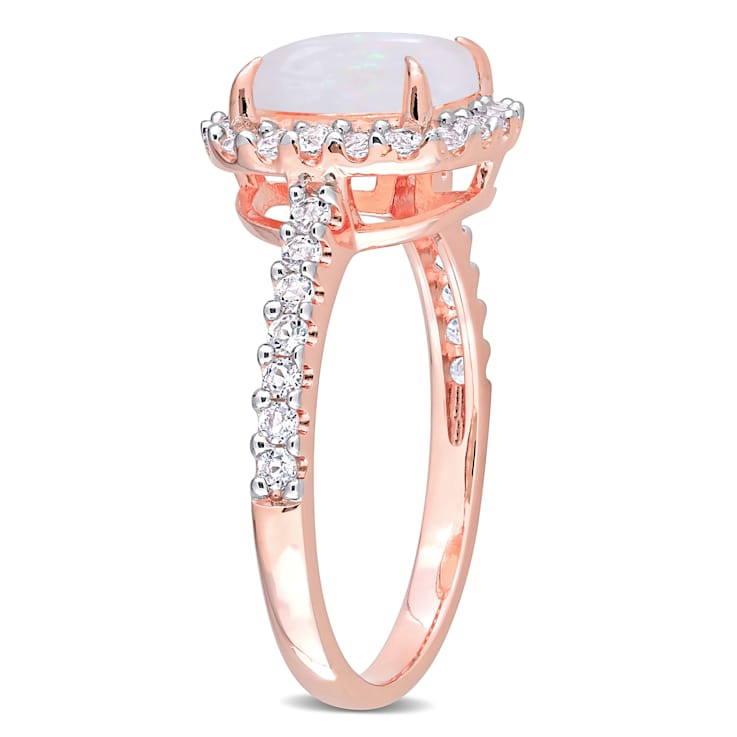 Oval and White Topaz 10K Rose Gold Ring 2.37ctw
