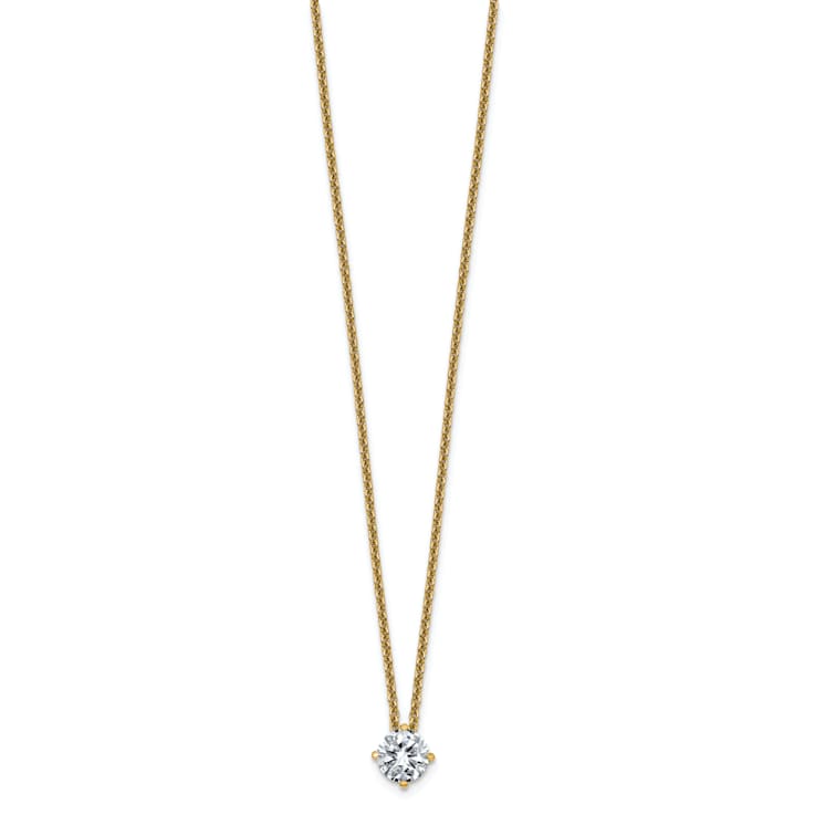 14K Yellow Gold 1/2 ct. 5.0mm Round G H I True Light Moissanite Pendant
with Chain