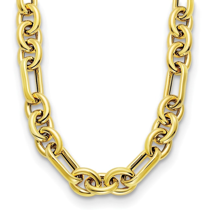 14K Yellow Gold 15mm Round and Oval Link 18-inch Necklace
