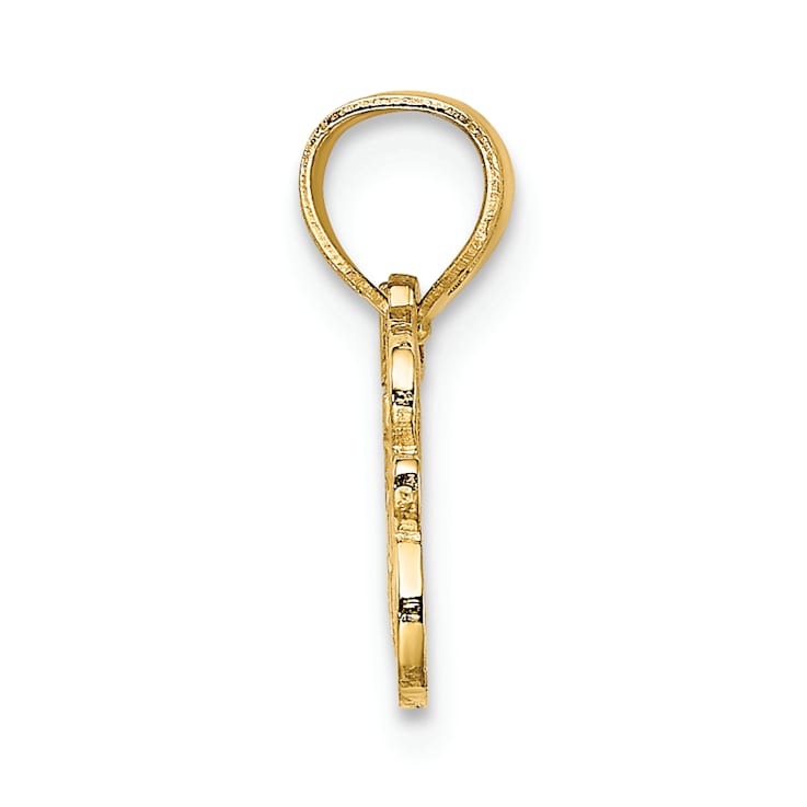 14k Yellow Gold Textured Love Jesus Script Pendant