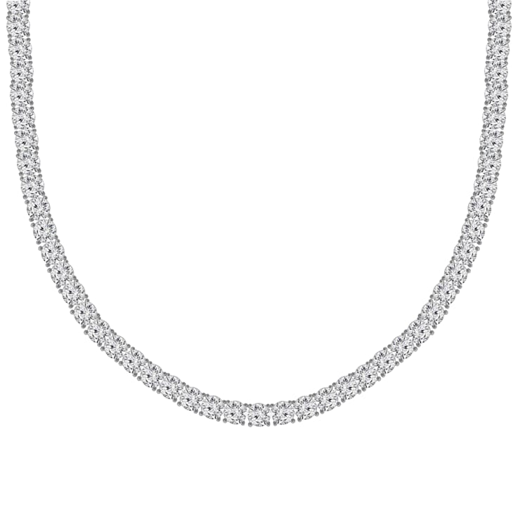 White Cubic Zirconia Platinum Over Sterling Silver Tennis Necklace 43.50ctw 1BMP8A