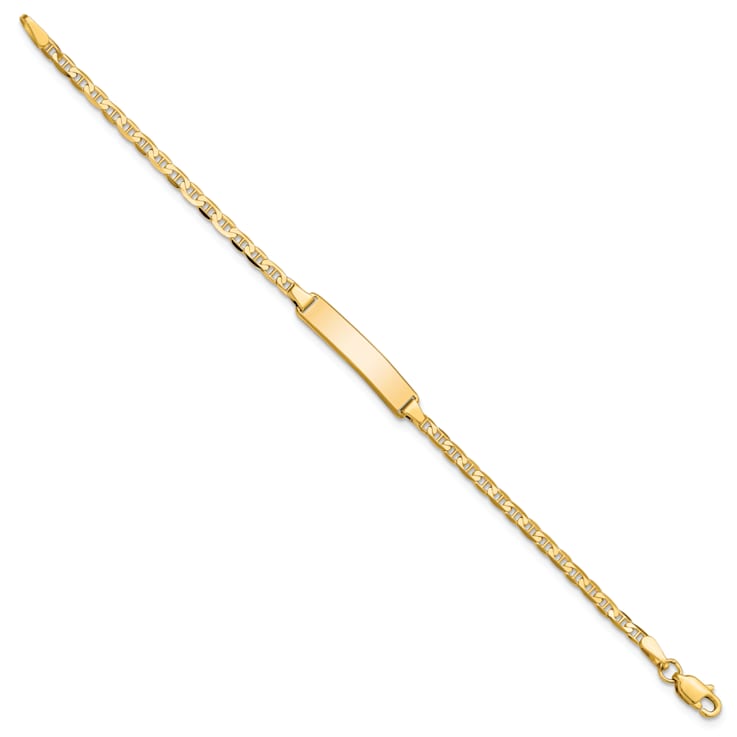 14k Yellow Gold Flat Mariner Link ID Bracelet