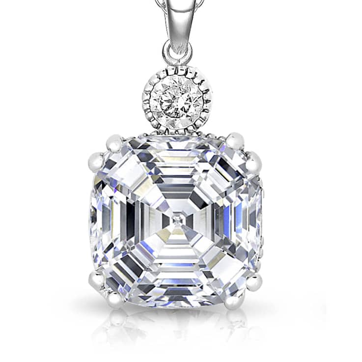 Square CZ Solitaire Pendant In Sterling Silver