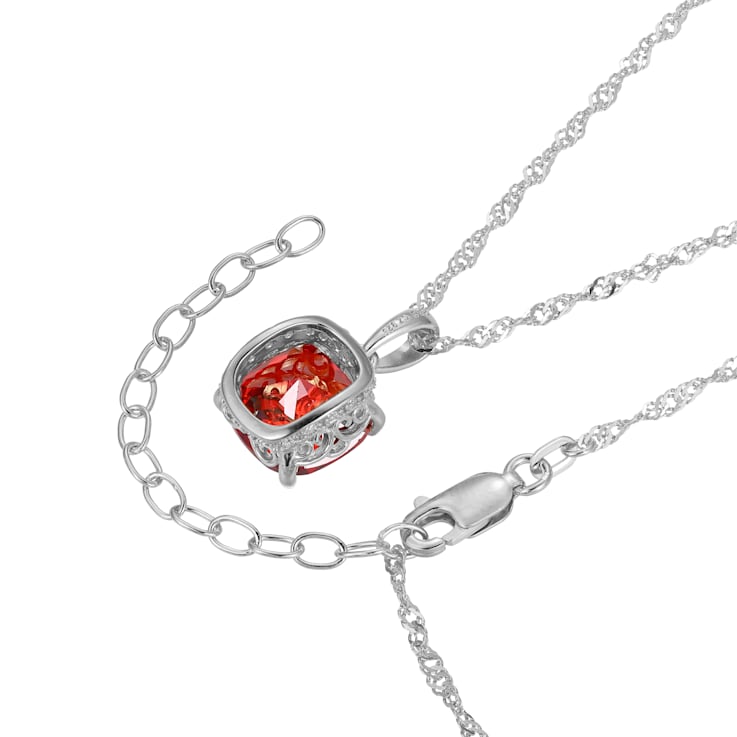 Red And White Cubic Zirconia Platinum Over Silver January Birthstone
Pendant With Chain 7.23ctw