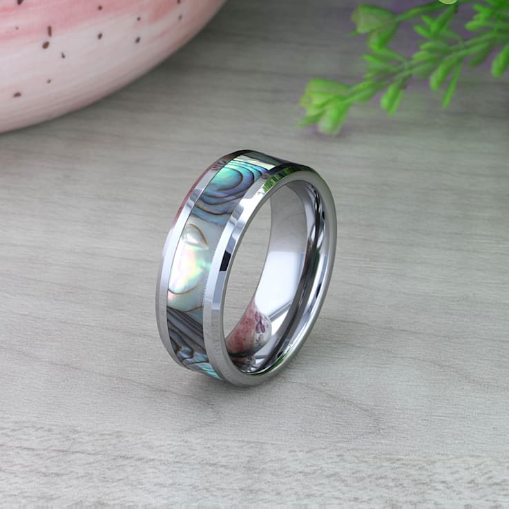MAUI Tungsten Wedding Band with Mother of Pearl Inlay 10mm