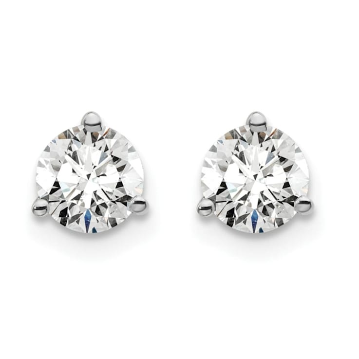 14K White Gold Lab Grown Diamond 1 1/4ctw VS/SI GH 3 Prong Earrings