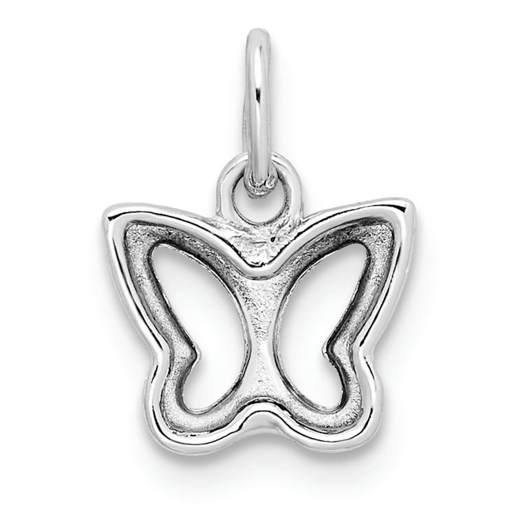 Rhodium Over 14k White Gold Cut-Out Butterfly Pendant