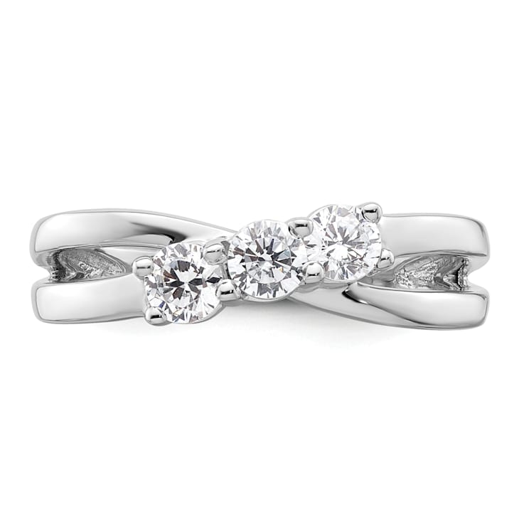 Rhodium Over 14K White Gold Lab Grown Diamond SI1/SI2, G H I, 3-Stone
Engagement Ring