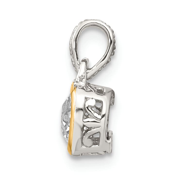 Rhodium Over Sterling Silver with 14k Accent White Topaz Pendant