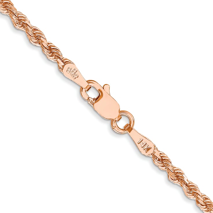 14k Rose Gold 2.25mm Solid Diamond-Cut Rope 20 Inch Chain