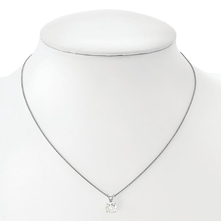 Rhodium Over 14K Gold 1/4 ct. 4.0mm Round D E F Pure Light Moissanite
Pendant with Chain