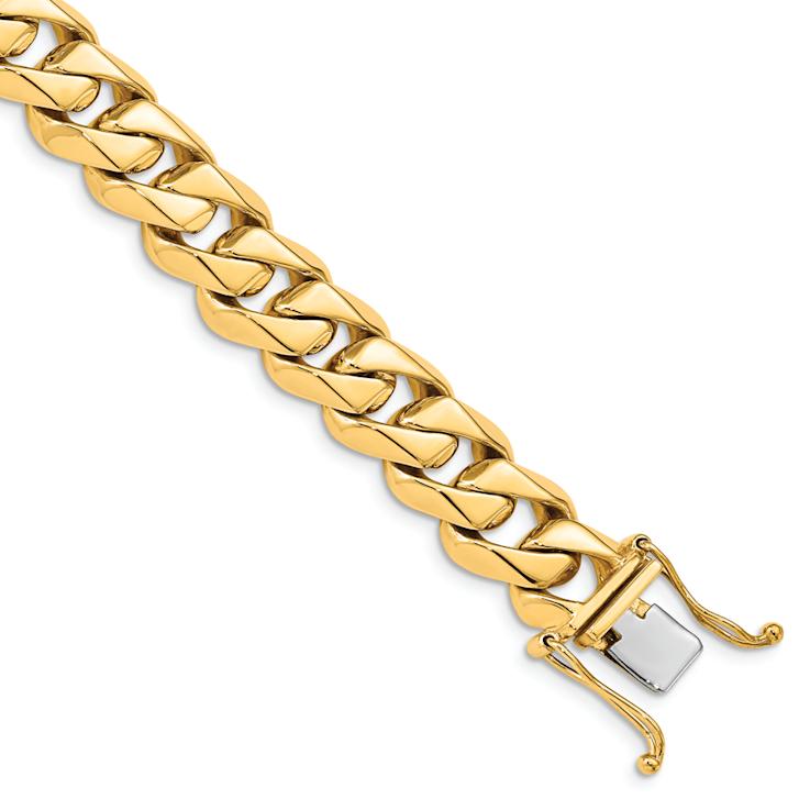 14k Yellow Gold and 14k White Gold 11mm Hand-Polished Traditional Curb
Link Bracelet