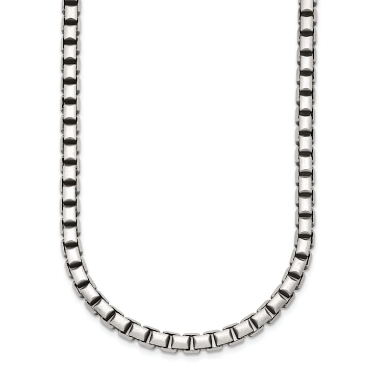 Sterling Silver Antiqued and Satin 5.0mm Box 24 Inch Chain