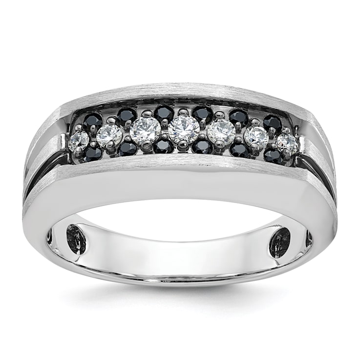 Square Gemstone & Diamonds Men's Ring Rhodium Finish Silver | JFM – J F M