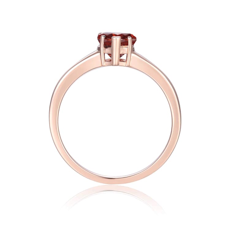Heart Shape Garnet 14K Rose Gold Over Sterling Silver Solitaire Ring, 1.00ct